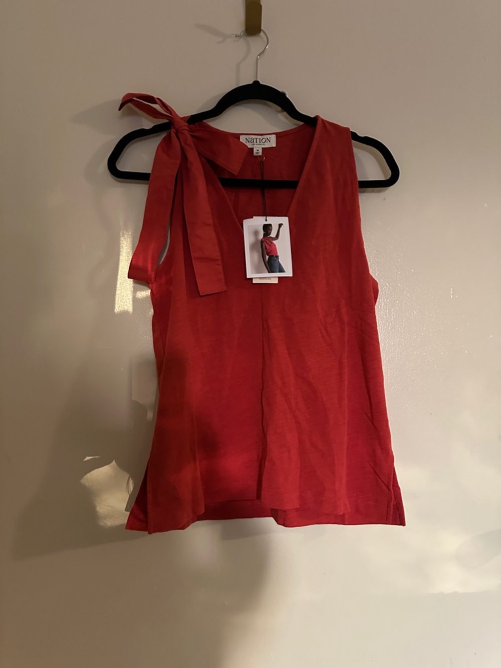 NWT Nation LTD Red Tie-Shoulder Camisole Med